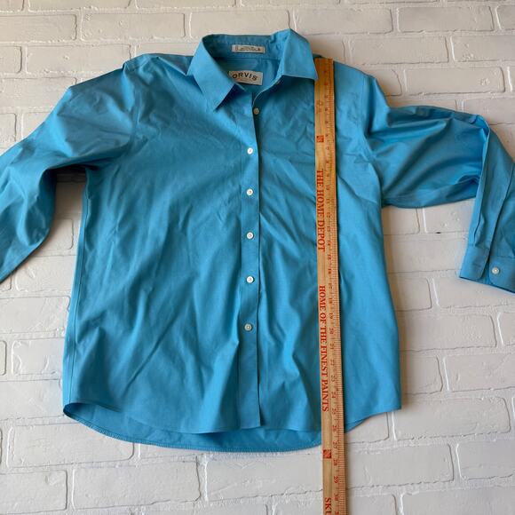 Orvis Women's Wrinkle Free 100% Cotton Turquoise Blue Button Down Shirt sz 14 - Picture 5 of 5